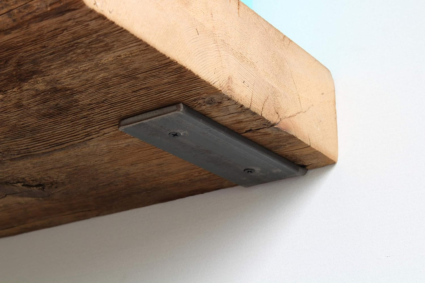 Reclaimed Barn Beam Deep Shelves | Deep Shelves with Brackets Included, Set of 2 | (Natural Low Profile Bracket, 36" X 11.5" X 3")