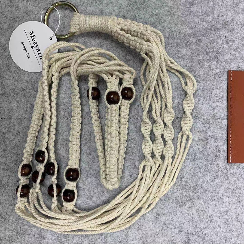 Acdanc White Hemp Rope Plant Hangers (2 Count)