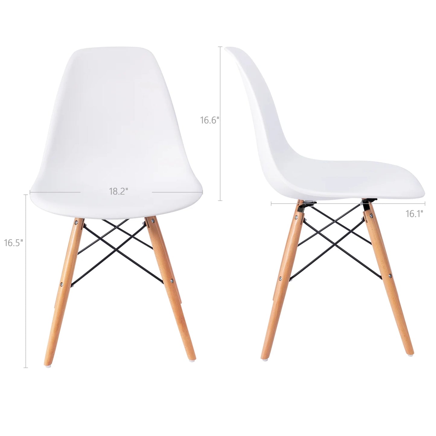 Dining Chairs Pre Assembled Modern Style DSW Chair Classic Shell Armless Indoor Kitchen Dining Living Room Side Chairs Set of 4 (White)