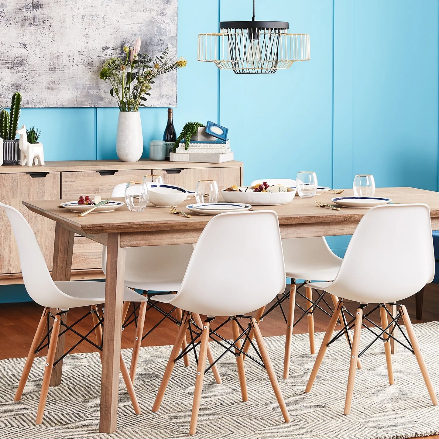 Dining Chairs Pre Assembled Modern Style DSW Chair Classic Shell Armless Indoor Kitchen Dining Living Room Side Chairs Set of 4 (White)