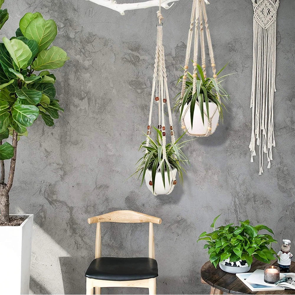 10 Pack Macrame Hanger Indoor Outdoor Hanging Planter, Knitted Cotton Cord Hanger for Home Decor