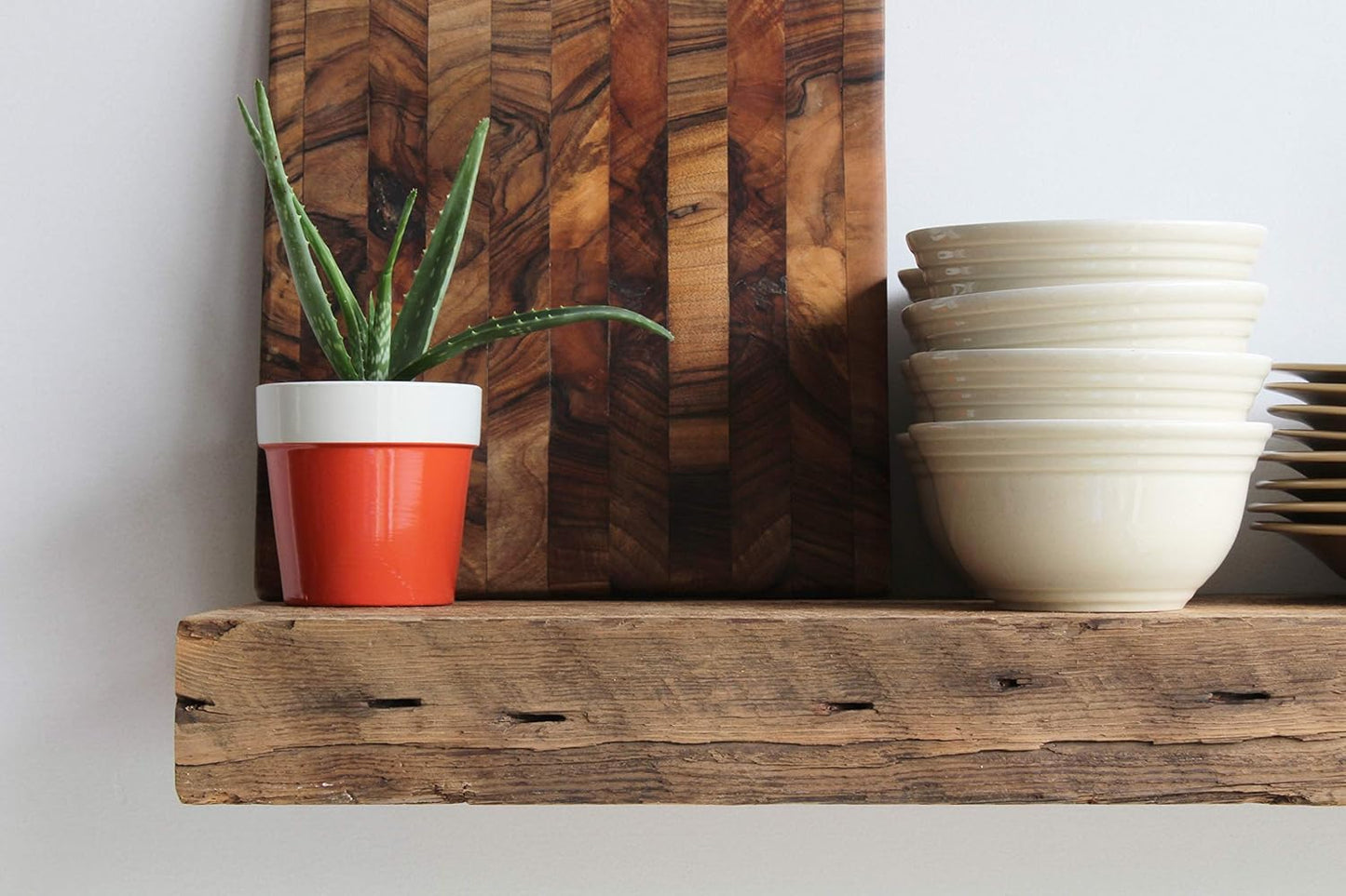 Reclaimed Barn Beam Deep Shelves | Deep Shelves with Brackets Included, Set of 2 | (Natural Low Profile Bracket, 36" X 11.5" X 3")