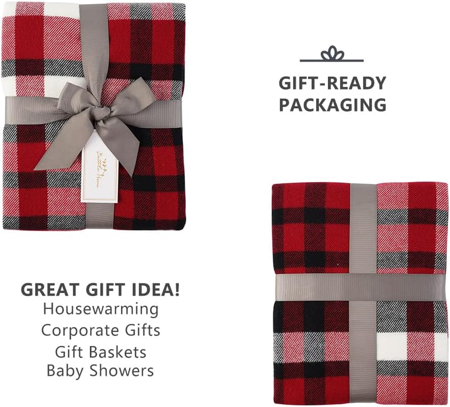 Christmas Red Plaid Throw Blanket for Couch, Bed, Super Soft Red Plaid Scarf, Throw Blanket, Christmas Decorative Throw with Tassels 50"X60"