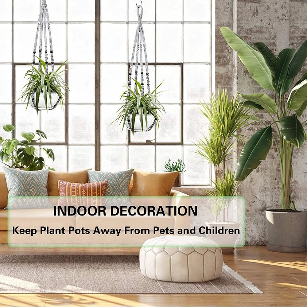 10 Pack Macrame Hanger Indoor Outdoor Hanging Planter, Knitted Cotton Cord Hanger for Home Decor