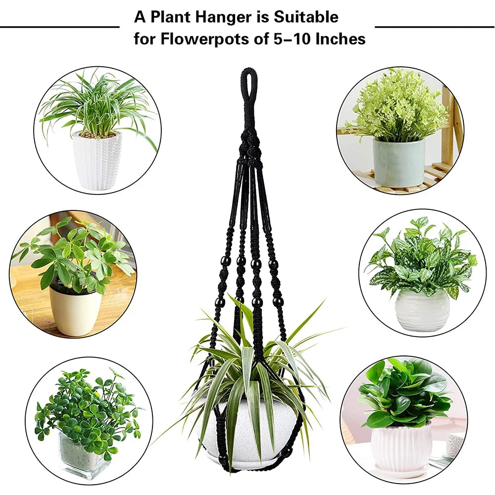 10 Pack Macrame Hanger Indoor Outdoor Hanging Planter, Knitted Cotton Cord Hanger for Home Decor