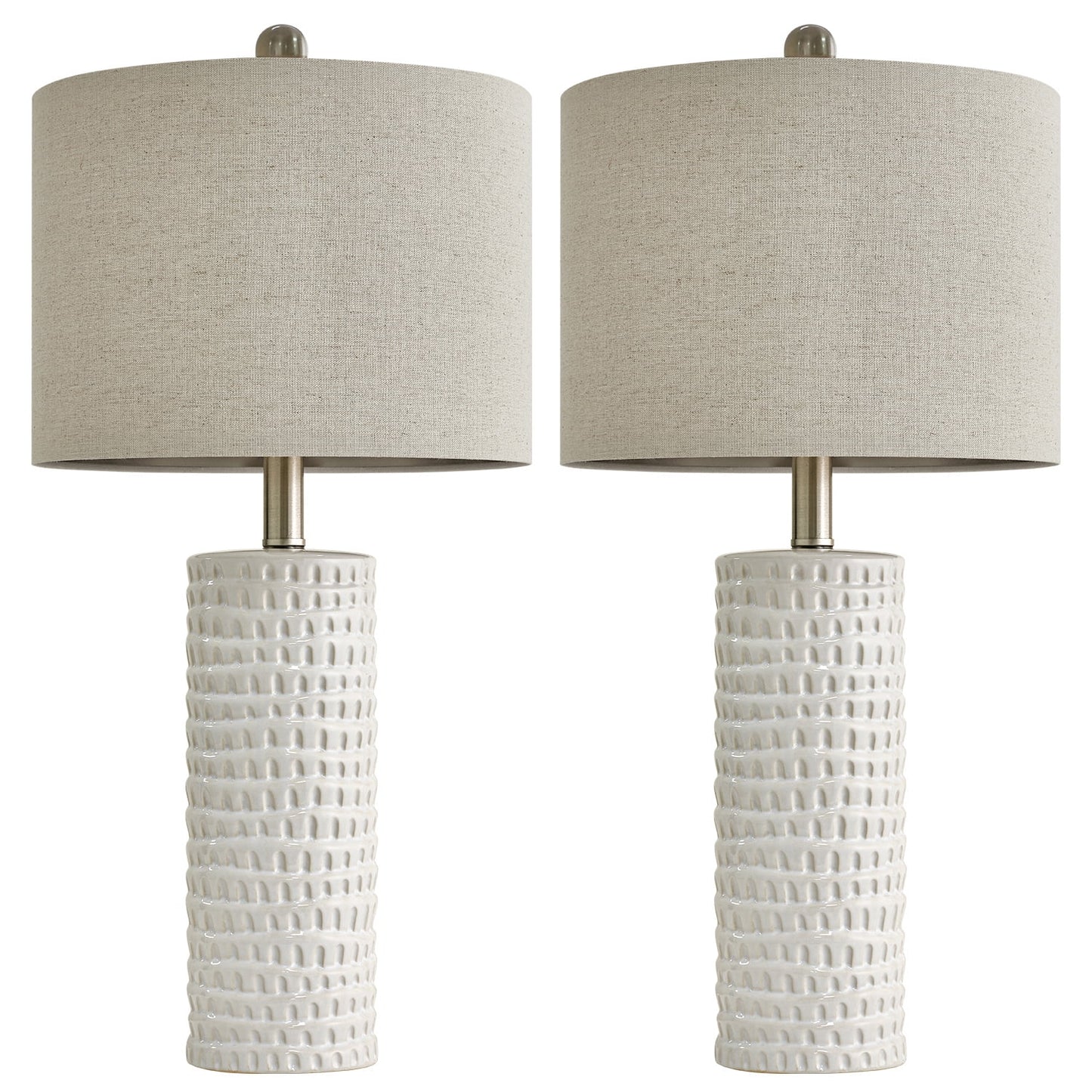 Ceramic Table Lamp Set of 2 24" White Contemporary Bedside Nightstand Lamps for Bedroom Living Room