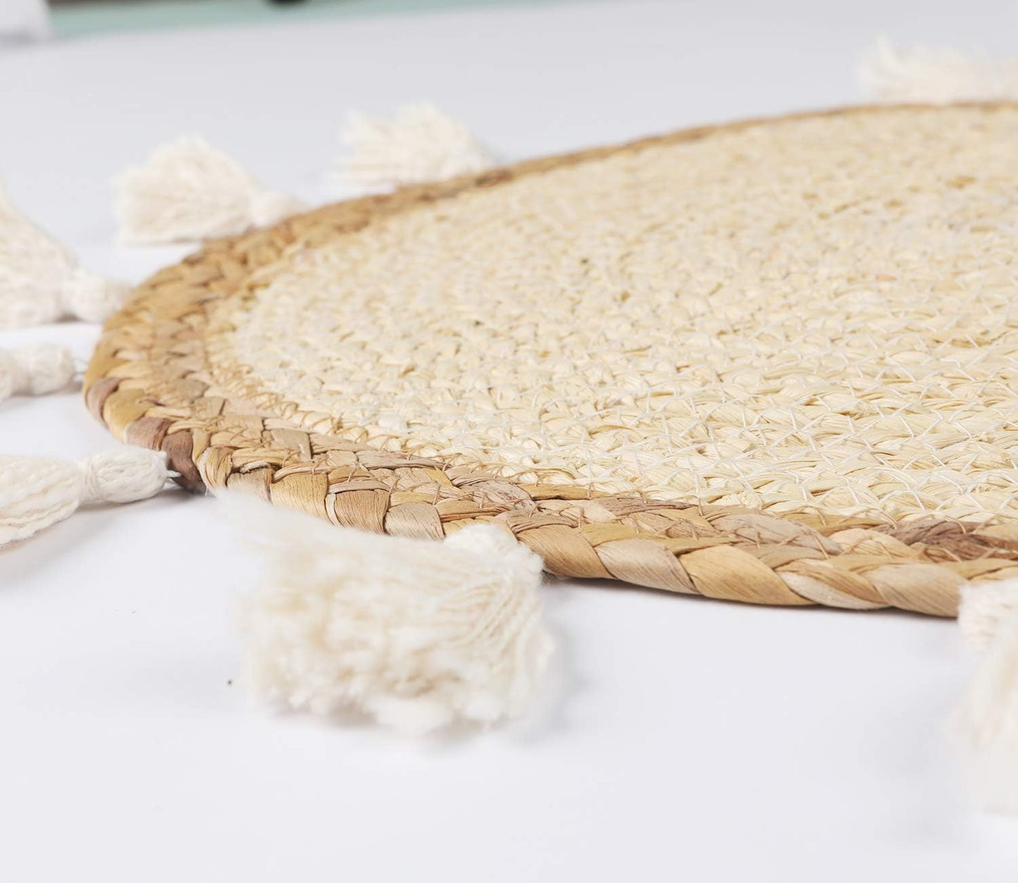 Boho Wall Decor Circle Wall Decor Basket Macrame Wall Hanging round Straw Living Room Wall Home Décor,12"