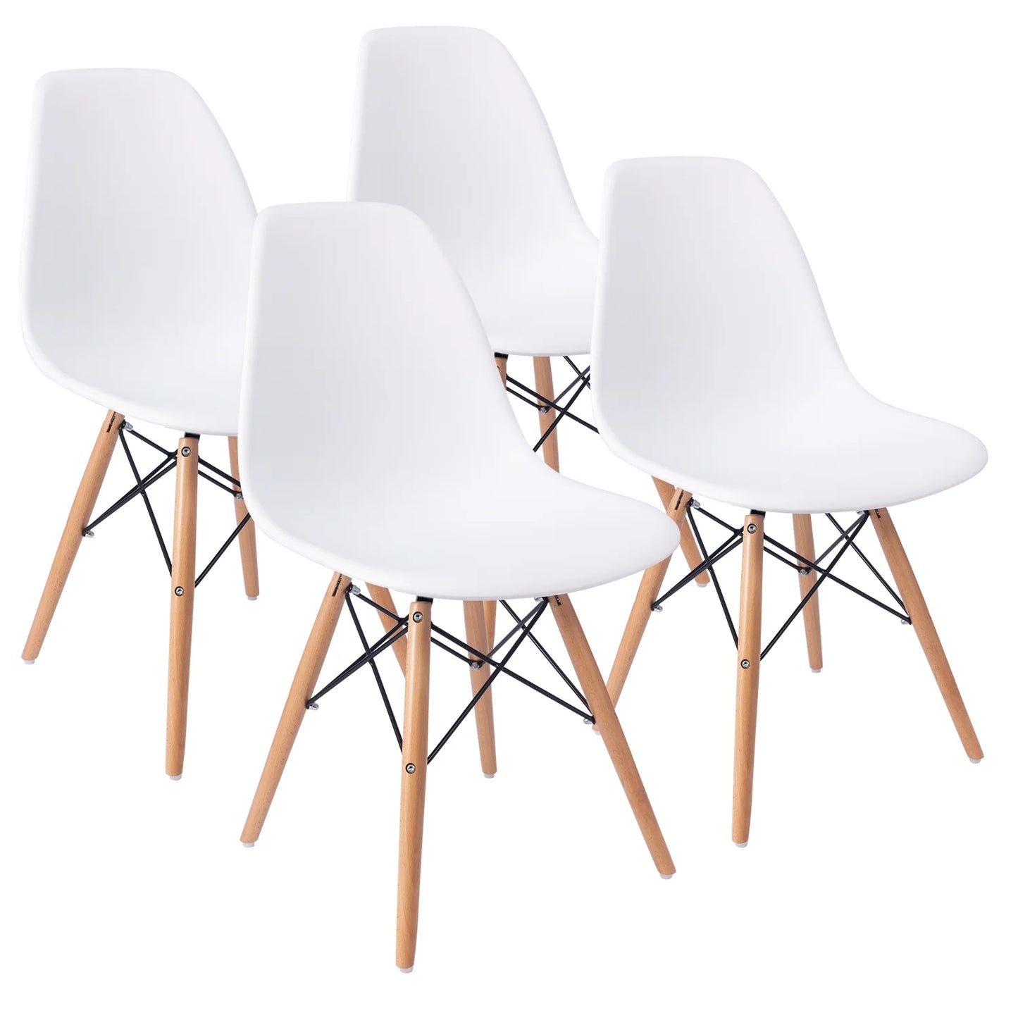 Dining Chairs Pre Assembled Modern Style DSW Chair Classic Shell Armless Indoor Kitchen Dining Living Room Side Chairs Set of 4 (White)
