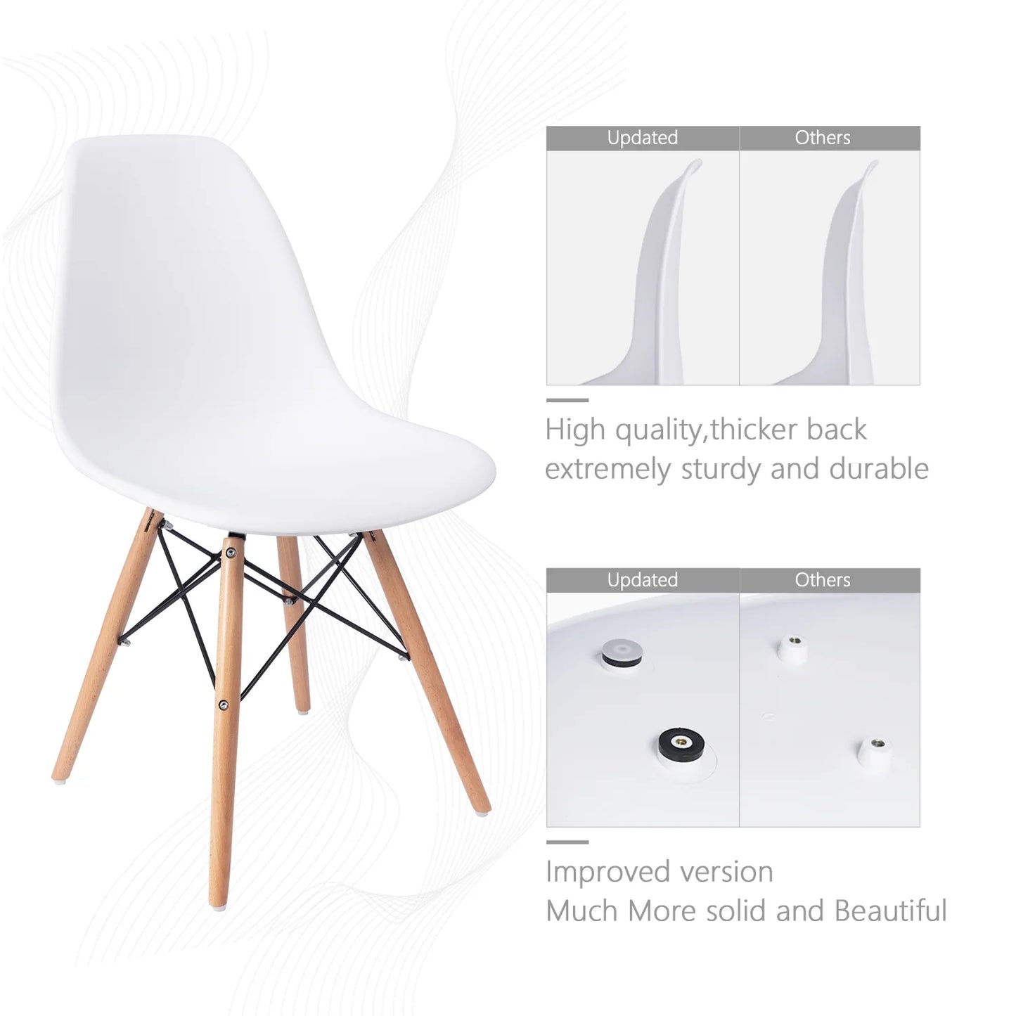 Dining Chairs Pre Assembled Modern Style DSW Chair Classic Shell Armless Indoor Kitchen Dining Living Room Side Chairs Set of 4 (White)