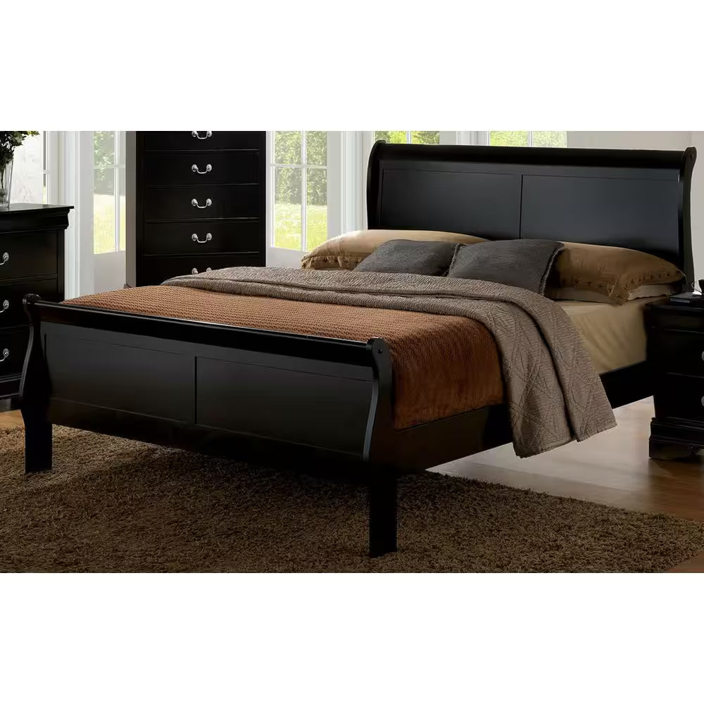 Louis Philippe III Black Twin Size Bed