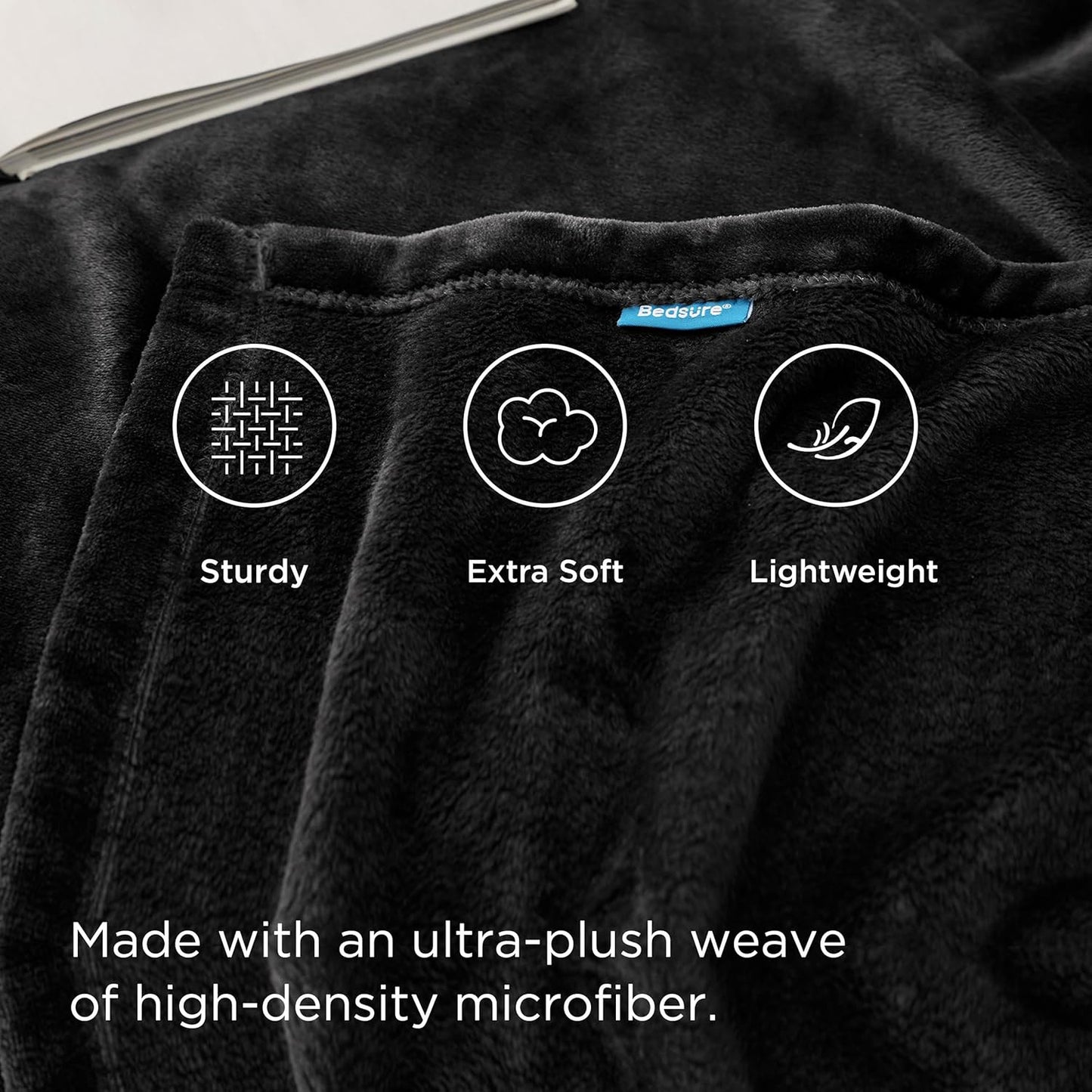 Gentlesoft Fleece Throw Blanket for Couch Black - Lightweight Plush Fuzzy Cozy Soft Halloween Blankets and Throws for Sofa, 50X60 Inches