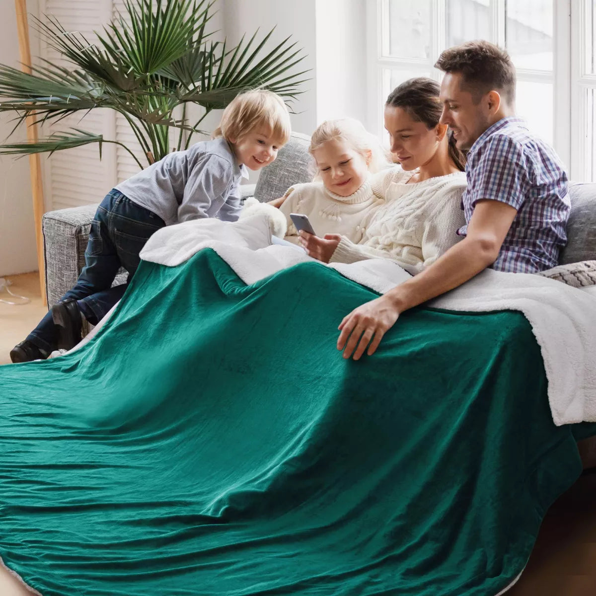 Bedsure Faux Wool Blanket–Solid Color Throw, Ultra Soft and Warm Reversible Blanket for Bed or Couch