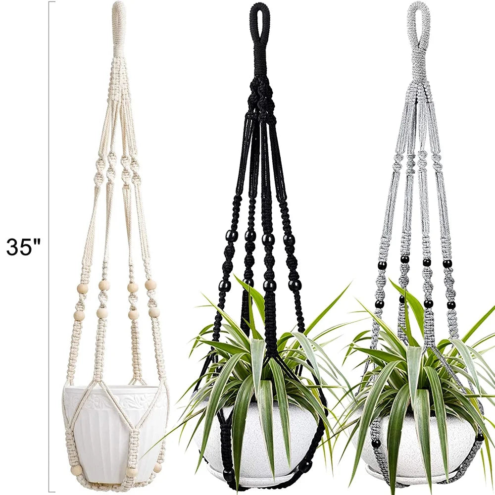 Acdanc White Hemp Rope Plant Hangers (2 Count)