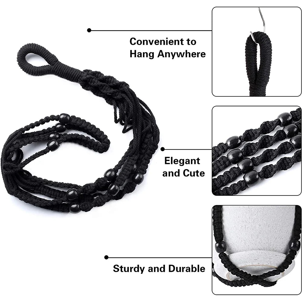 Acdanc White Hemp Rope Plant Hangers (2 Count)