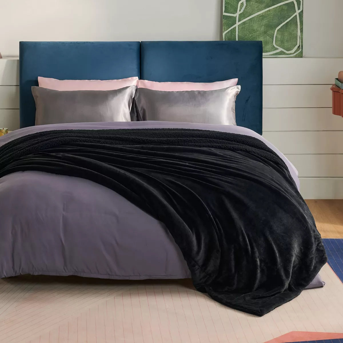 Bedsure Faux Wool Blanket–Solid Color Throw, Ultra Soft and Warm Reversible Blanket for Bed or Couch