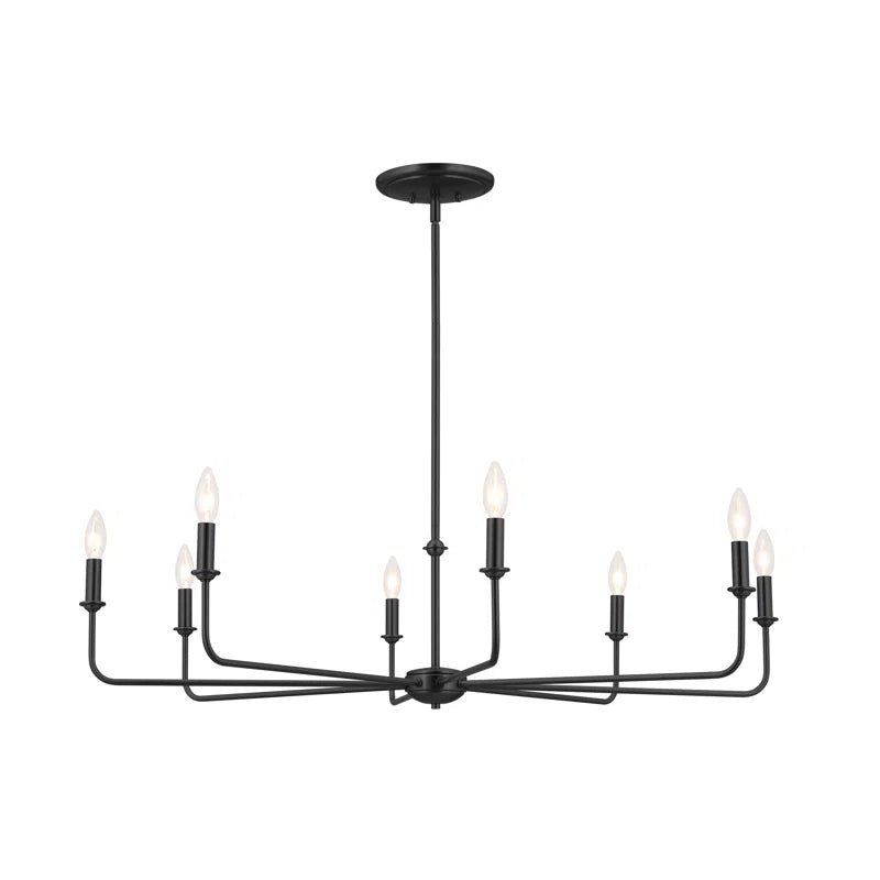 Classic 8 Light Chandelier with White Linen Shades