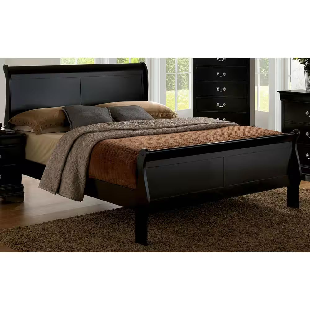 Louis Philippe III Black Twin Size Bed