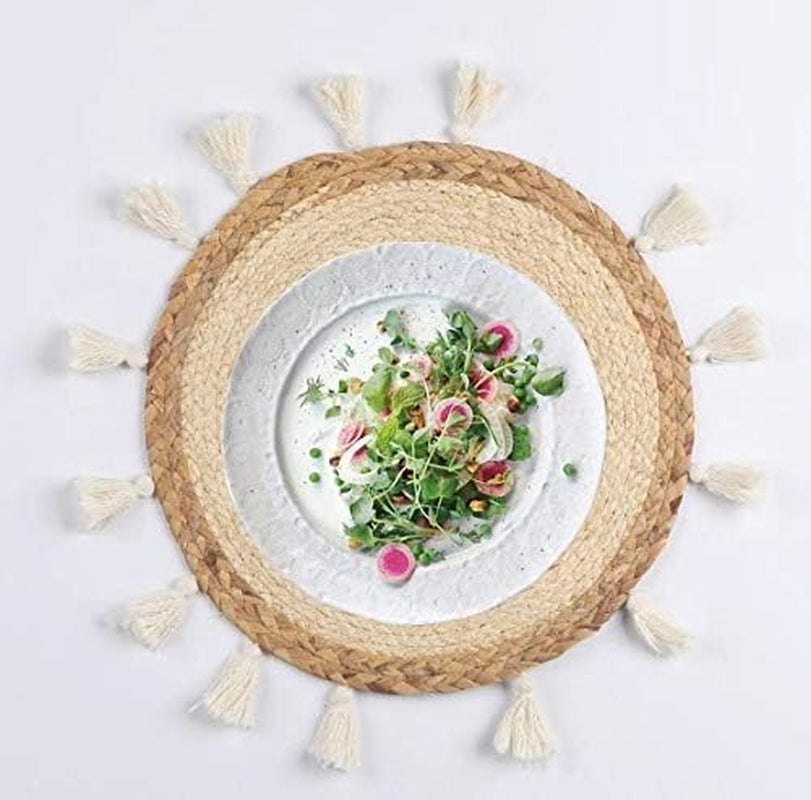 Boho Wall Decor Circle Wall Decor Basket Macrame Wall Hanging round Straw Living Room Wall Home Décor,12"