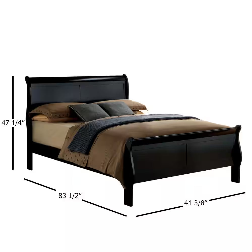 Louis Philippe III Black Twin Size Bed