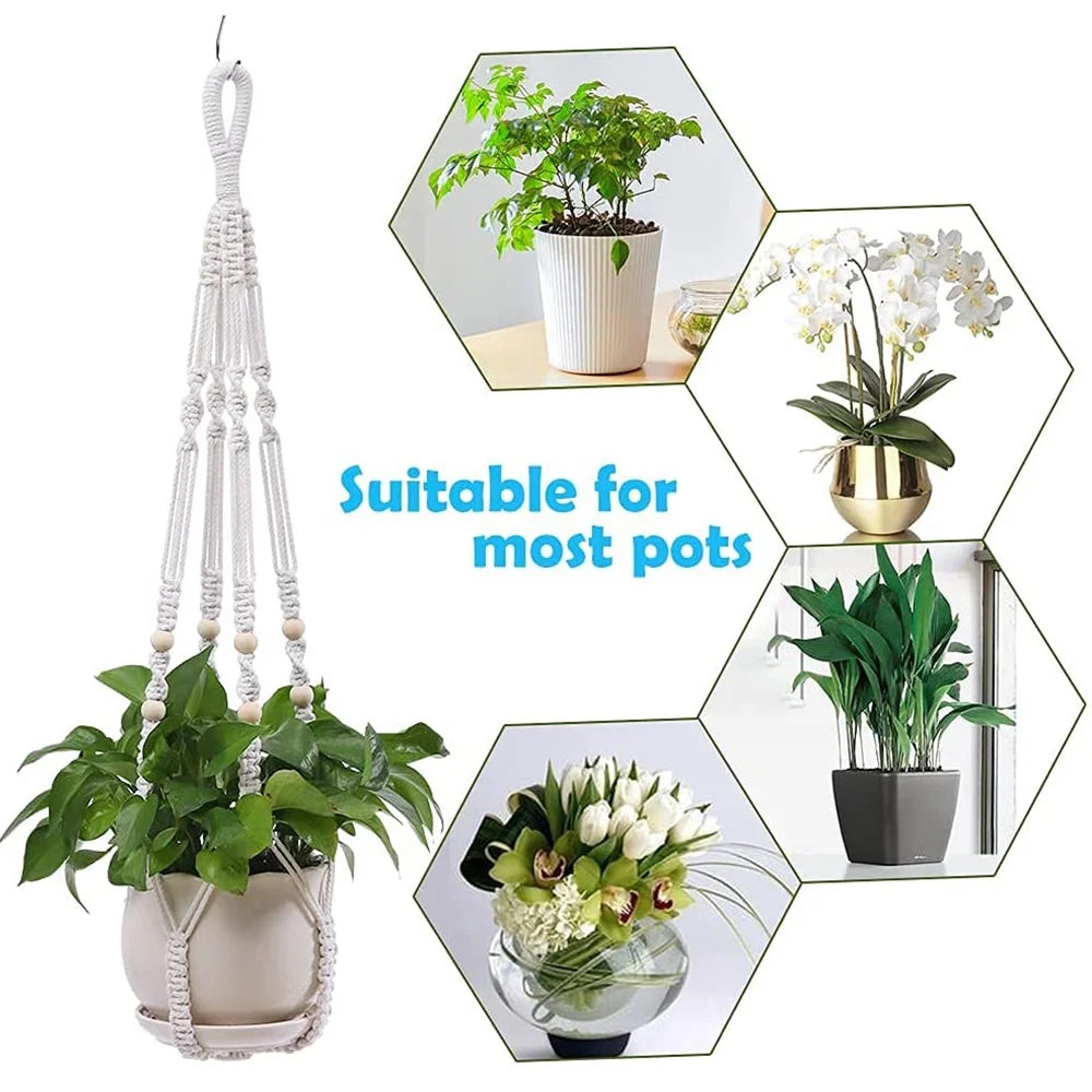 10 Pack Macrame Hanger Indoor Outdoor Hanging Planter, Knitted Cotton Cord Hanger for Home Decor