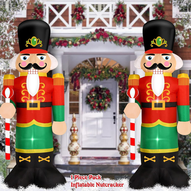 Delightful 8ft Lighted Christmas Inflatable Nutcracker Soldier - Perfect for Your Holiday Lawn Decor!