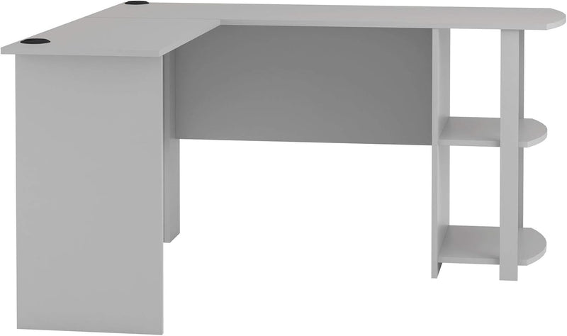 Dakota L-Desk with Bookshelves, Dove Gray