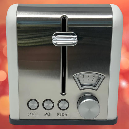 Rae Dunn Two (2) Slice Toaster - Wide Slot - Beautiful White Color Warmth Spelled in Large Red LL Font - Perfect Way Complete Your Rae Dunn Inspired Kitchen (Red)