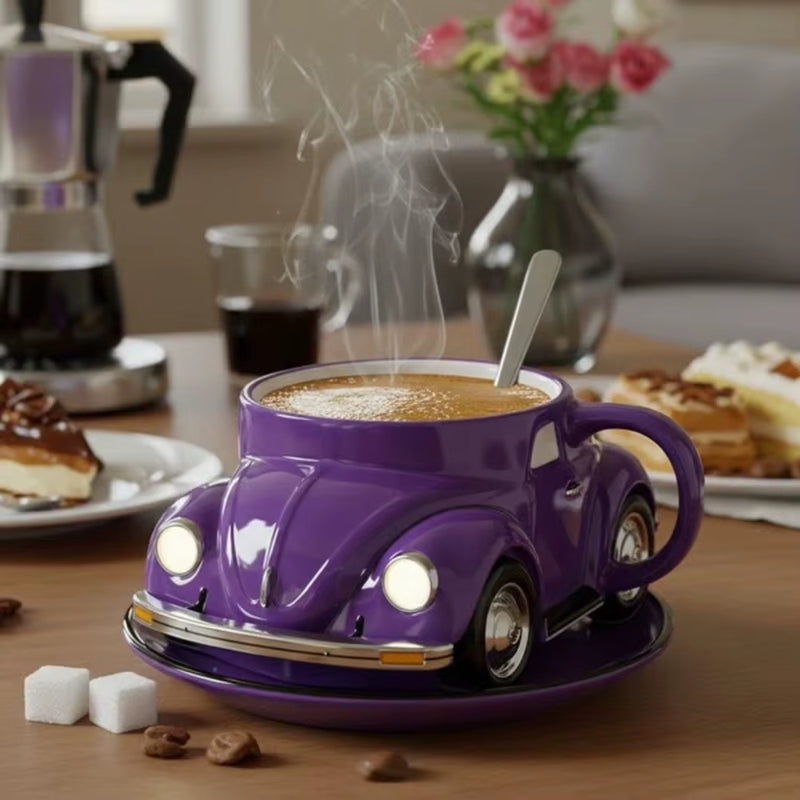 Beetle Shaped Coffee Mug, Handmade Novelty Fun Imaginative Beetle Car Shape Coffee Cup, Creative Gift for Beetle Lovers Suitable