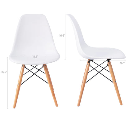 Dining Chairs Pre Assembled Modern Style DSW Chair Classic Shell Armless Indoor Kitchen Dining Living Room Side Chairs Set of 4 (White)