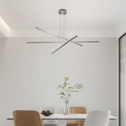3-Lights Modern Sputnik Silver Chandelier Industrial Pendant Light Fixture Integrated LED, Indoor Hanging Lighting