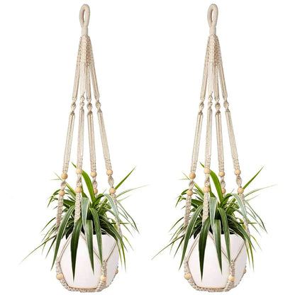 Acdanc  White Hemp Rope Plant Hangers (2 Count)