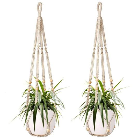 Acdanc  White Hemp Rope Plant Hangers (2 Count)