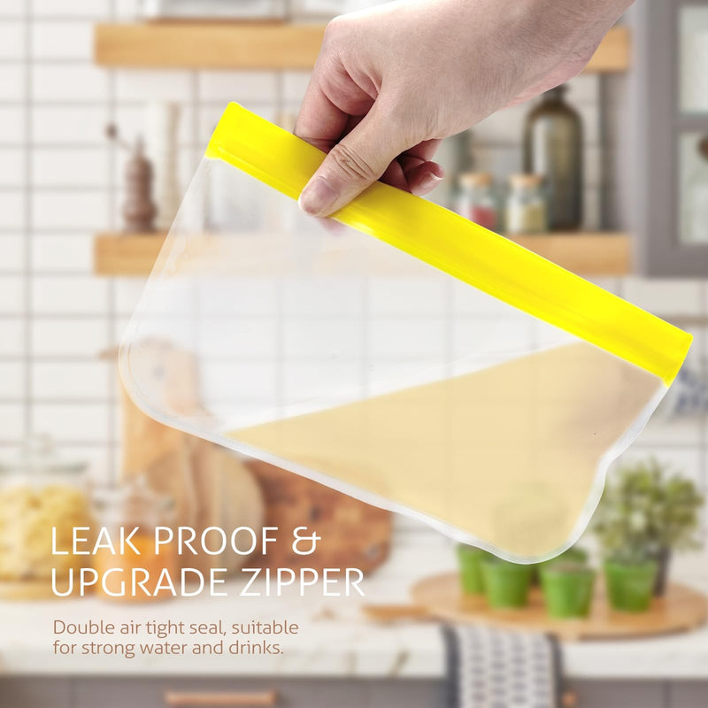 Reusable Gallon Freezer Bags, 10 Pack Dishwasher Safe