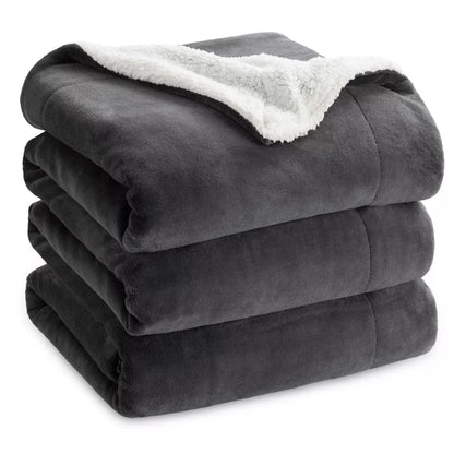 Bedsure Faux Wool Blanket–Solid Color Throw, Ultra Soft and Warm Reversible Blanket for Bed or Couch
