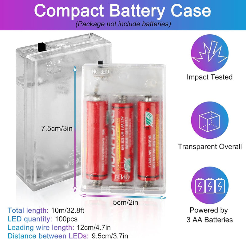 Enchanting 33 Ft LED Christmas String Lights - Battery Operated Copper Wire Fairy Lights for Indoor & Outdoor Holiday Decor