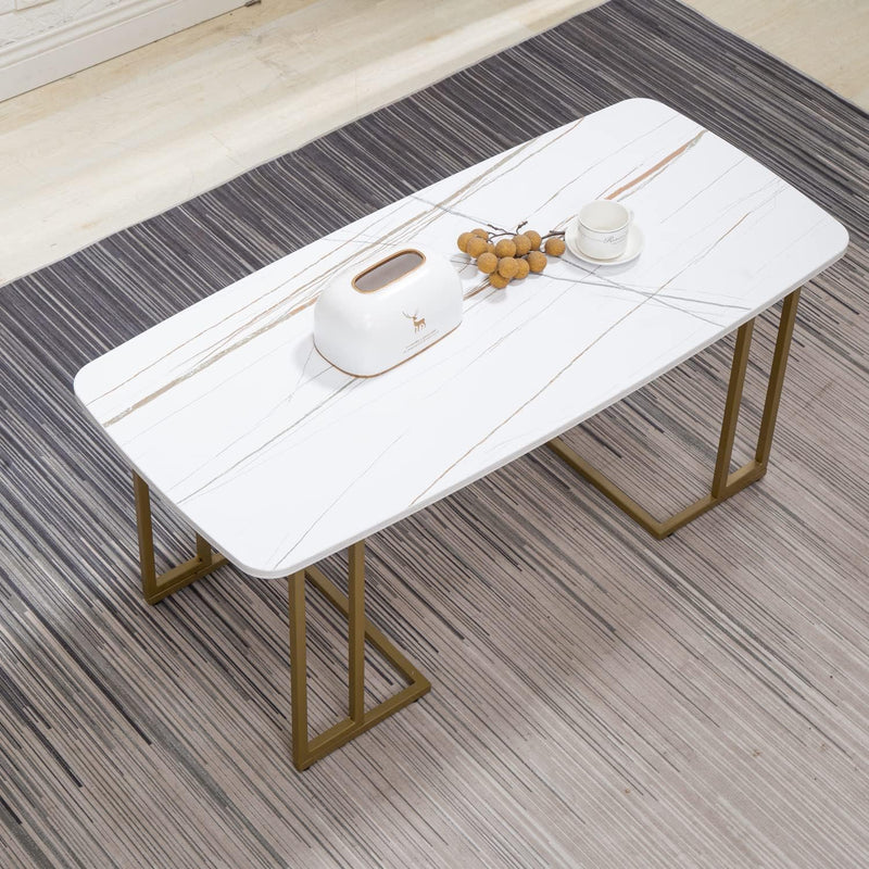 Sleek Modern Black Marble Coffee Table with Gold Accents - Perfect for Your Living Room