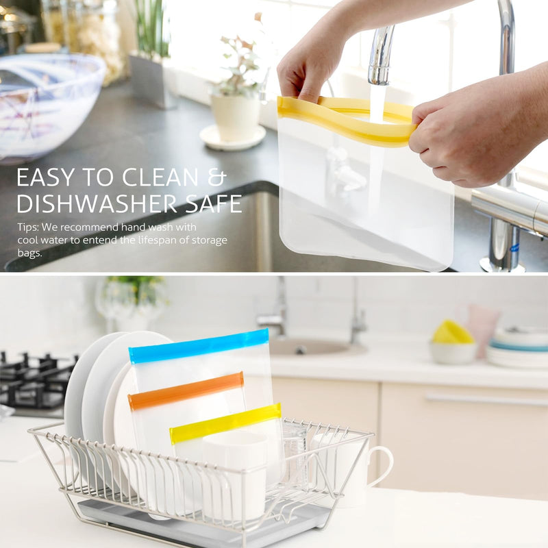 Reusable Gallon Freezer Bags, 10 Pack Dishwasher Safe