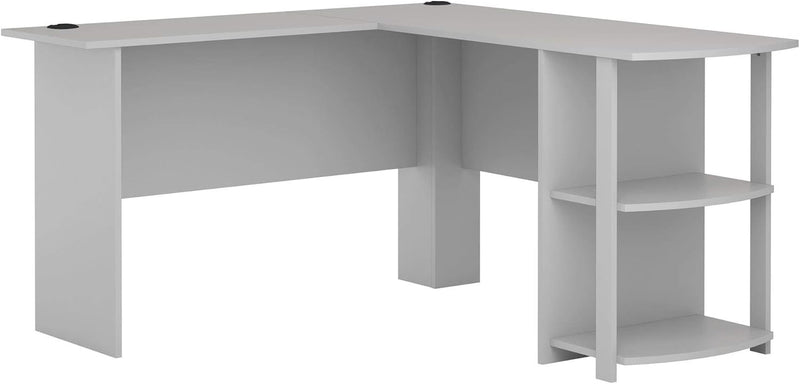 Dakota L-Desk with Bookshelves, Dove Gray
