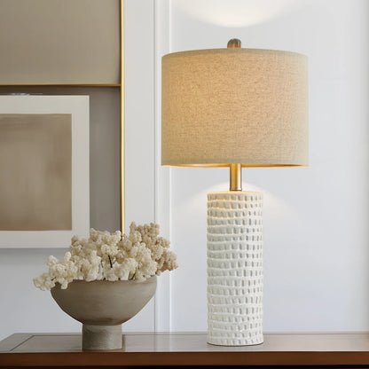 Ceramic Table Lamp Set of 2 24" White Contemporary Bedside Nightstand Lamps for Bedroom Living Room