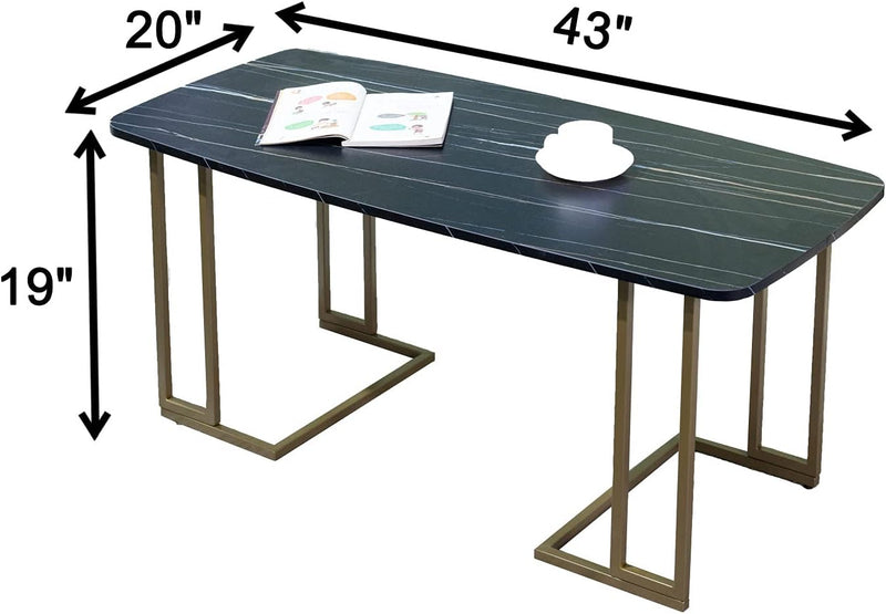 Sleek Modern Black Marble Coffee Table with Gold Accents - Perfect for Your Living Room