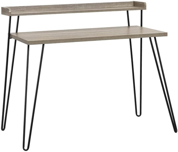 Ameriwood Home Haven Retro Computer Desk with Riser, Distressed Gray Oak