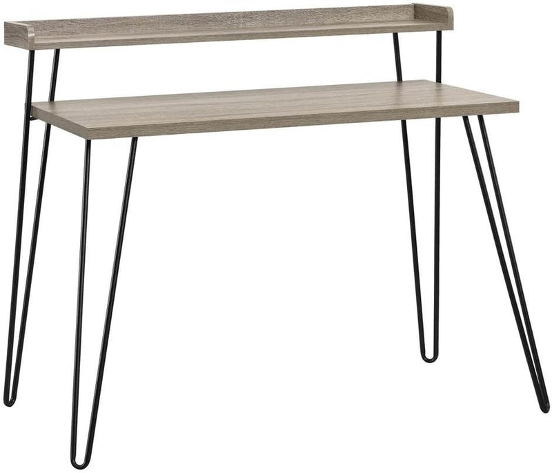 Ameriwood Home Haven Retro Computer Desk with Riser, Distressed Gray Oak