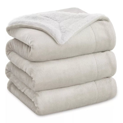 Bedsure Faux Wool Blanket–Solid Color Throw, Ultra Soft and Warm Reversible Blanket for Bed or Couch