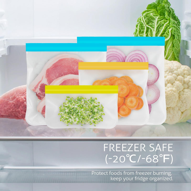 Reusable Gallon Freezer Bags, 10 Pack Dishwasher Safe
