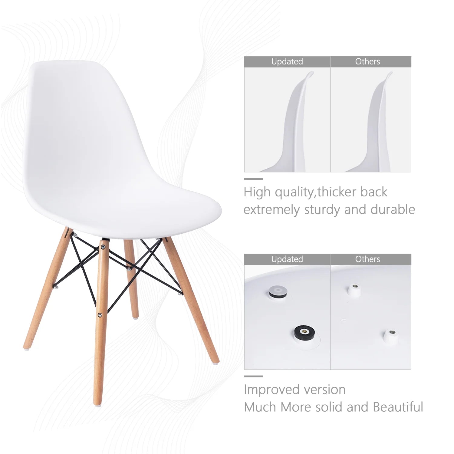 Dining Chairs Pre Assembled Modern Style DSW Chair Classic Shell Armless Indoor Kitchen Dining Living Room Side Chairs Set of 4 (White)