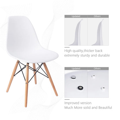 Dining Chairs Pre Assembled Modern Style DSW Chair Classic Shell Armless Indoor Kitchen Dining Living Room Side Chairs Set of 4 (White)