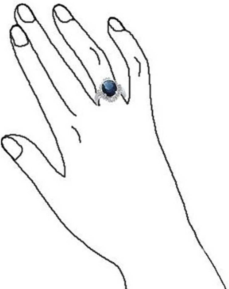 Personalize Vintage Art Deco Style Cocktail Ring with Large Oval Solitaire AAA CZ Baguette Halo Simulated Sapphire Blue Green - 5-15 CTW Customizable