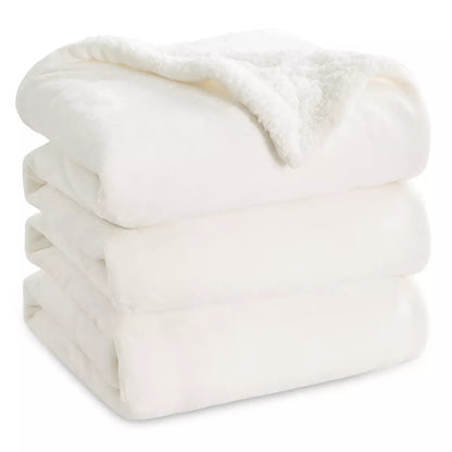 Bedsure Faux Wool Blanket–Solid Color Throw, Ultra Soft and Warm Reversible Blanket for Bed or Couch
