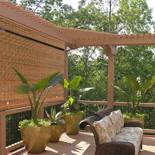Bamboo Blinds, Imperial Cordless Blinds for Windows, Fruitwood Finish, 72" X 72"