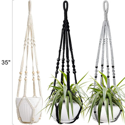 10 Pack Macrame Hanger Indoor Outdoor Hanging Planter, Knitted Cotton Cord Hanger for Home Decor